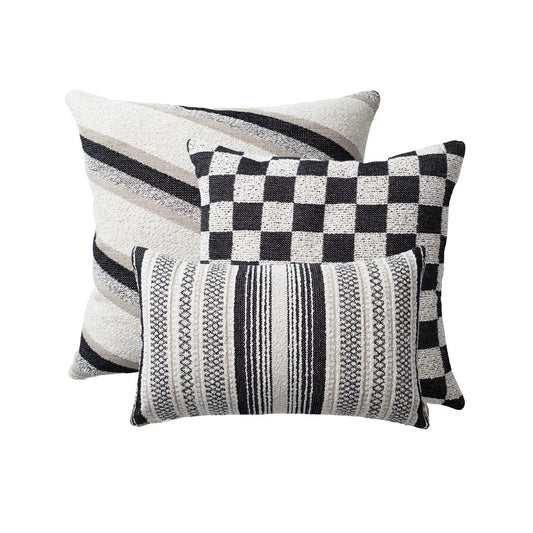 Oblique & Mojo | Set of 3 | Black and White Throw Pillow Covers