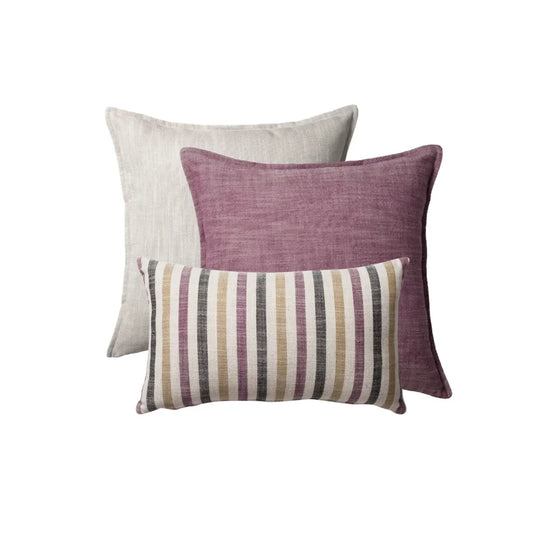 Porto & Capri | Set of 3 | Purple Linen Blend Throw Pillow Covers