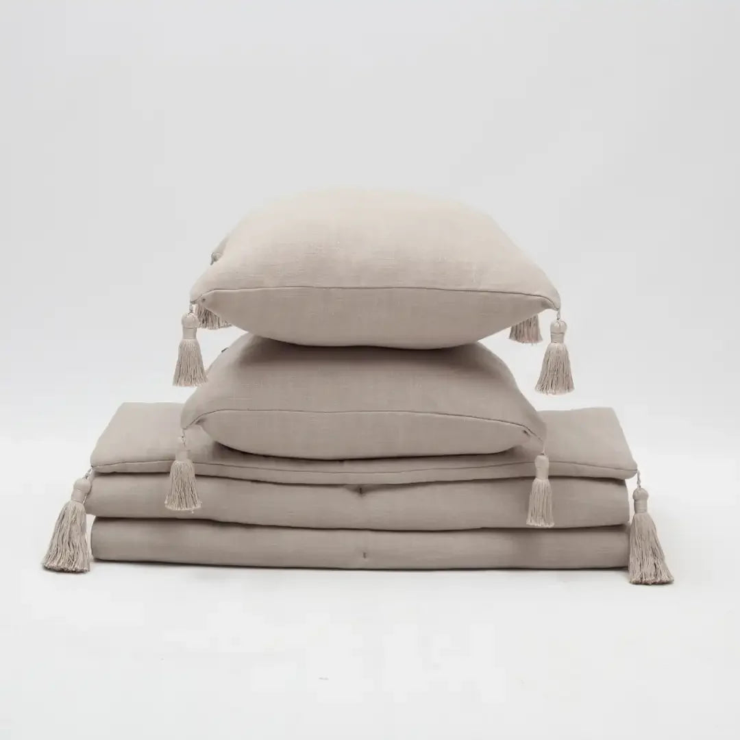 Lusso Duvet Cover Set & Loom Bed Runner & Pillow Covers | Set of 4 | Taupe