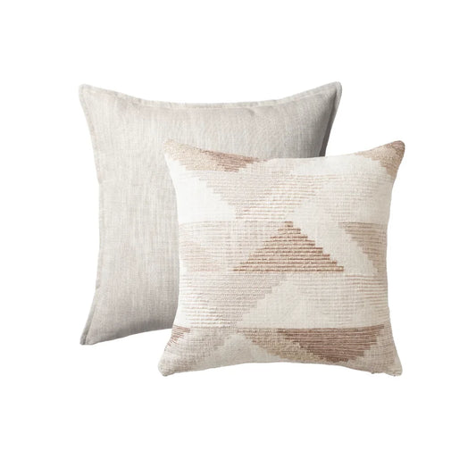 Porto & Nevio | Set of 2 | Neutral Textured Boho Throw Pillow Covers