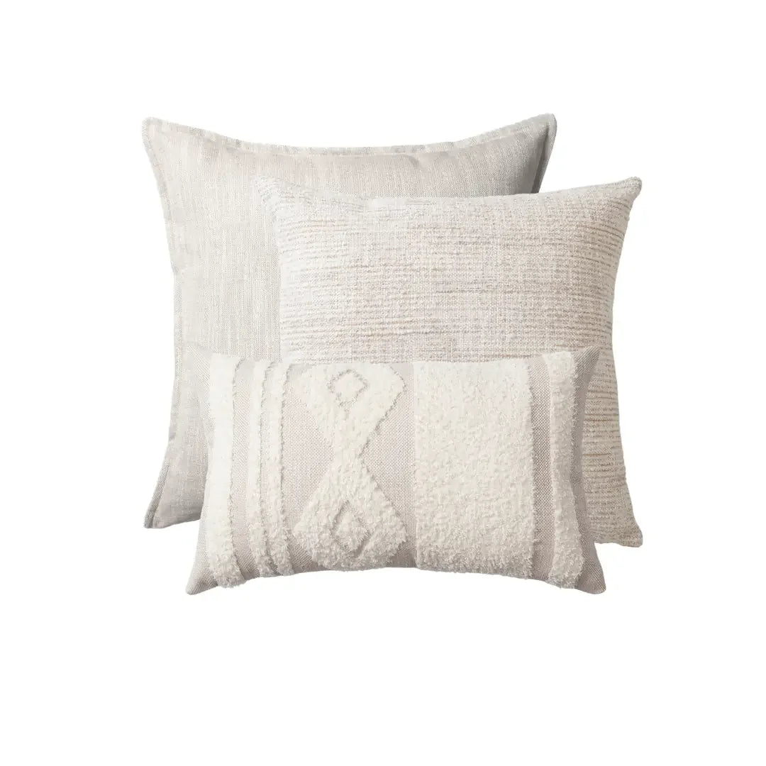 Porto & Lanzo | Set of 3 | Neutral Textured Boho Throw Pillow Covers