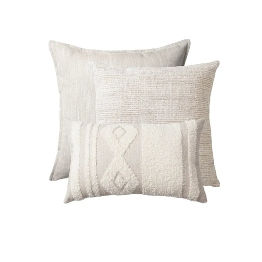 Porto & Lanzo | Set of 3 | Neutral Textured Boho Throw Pillow Covers