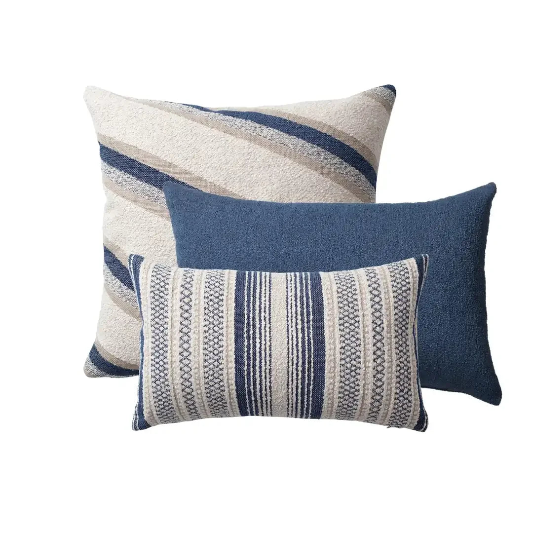 Oblique & Gobi | Set of 3 | Navy Blue Throw Pillow Covers