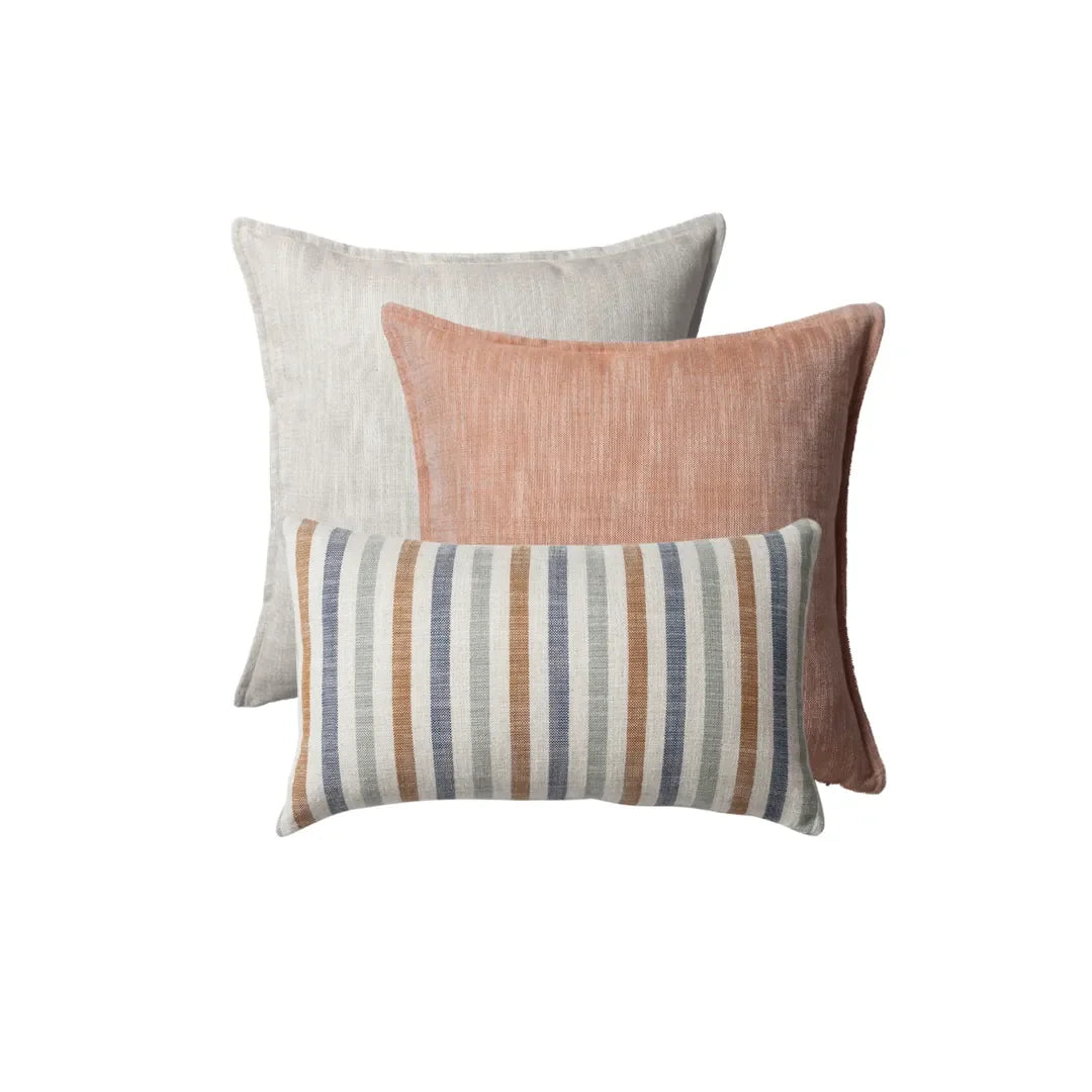 Porto & Capri | Set of 3 | Orange Linen Blend Throw Pillow Covers