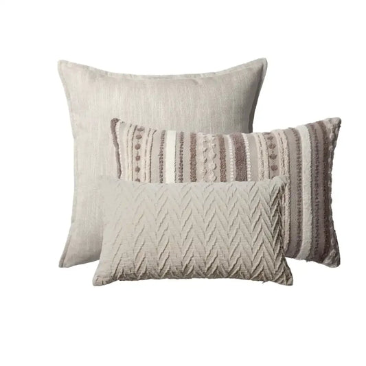 Porto & Nomad & Cello | Set of 3 | Neutral Textured Throw Pillow Covers