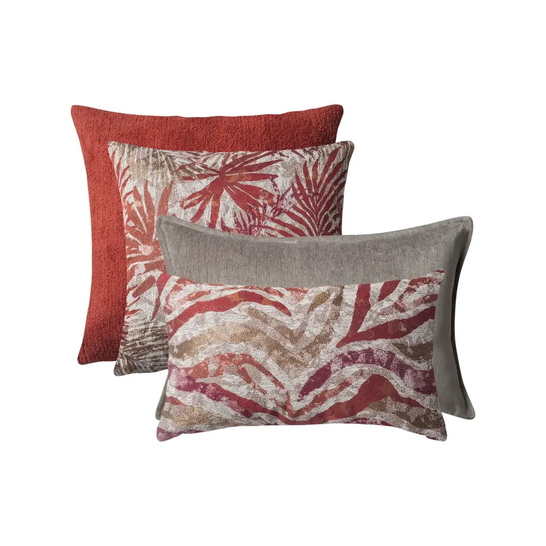 Tasos | Set of 4 | Red Floral Patterned Decorative Throw Pillow Covers