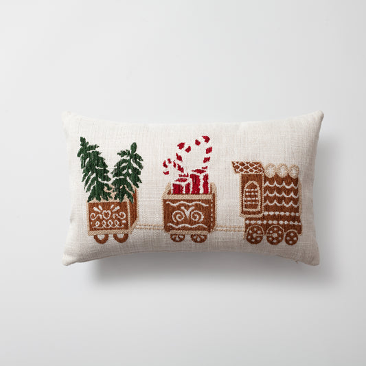 Christmas Wagon | Woven Lumbar  Decorative Throw Pillow Cover